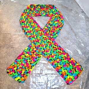 Hand Knit Colorful Neon Scarf